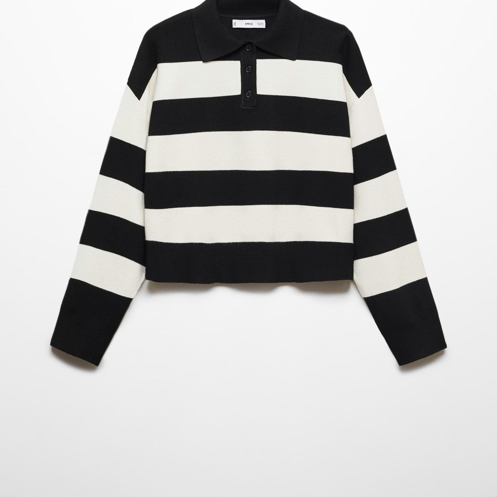Mango Black and White Striped Sweater